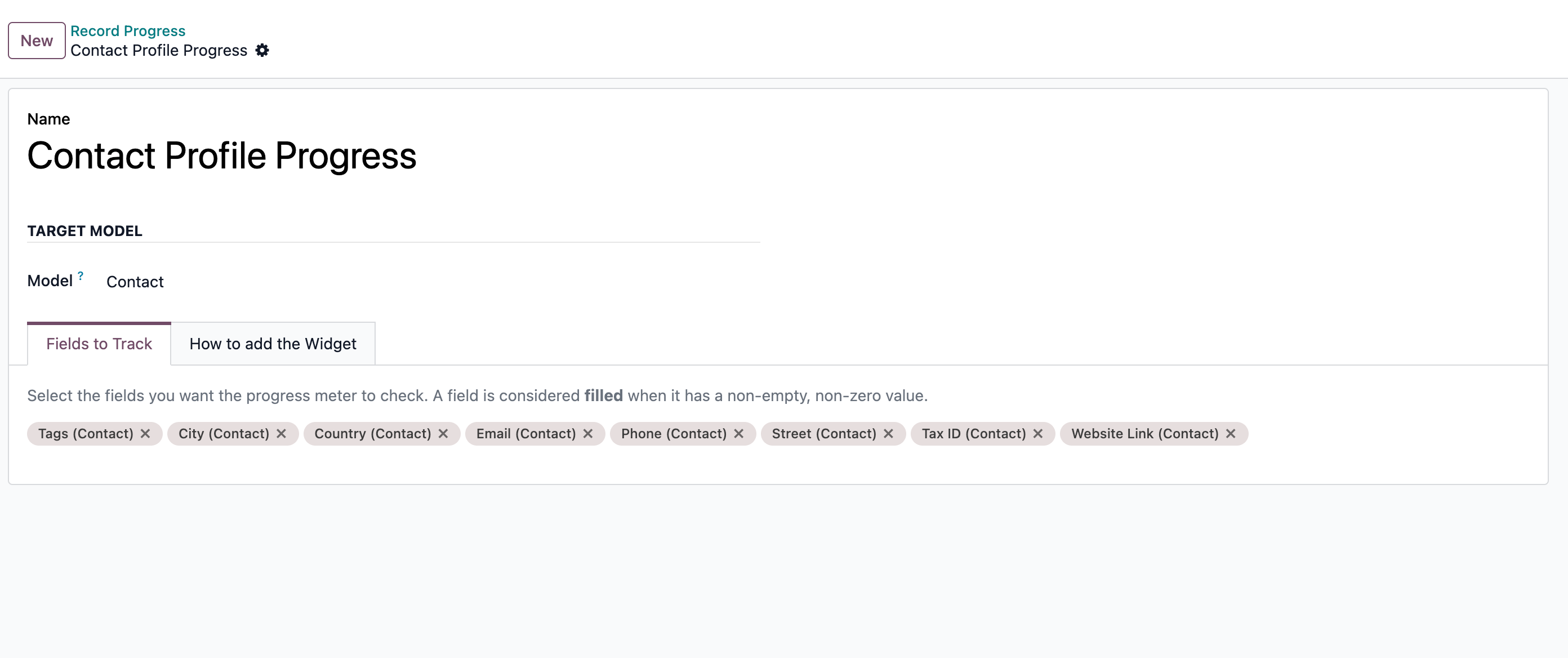 Record Progress configuration form