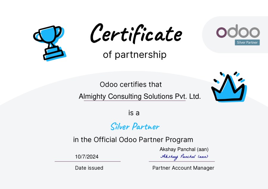 AlmightyCS Odoo Silver Partner Certificate 2024